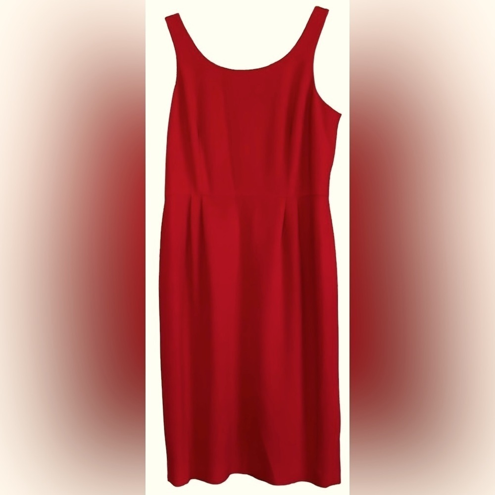 TALBOTS Solid Crimson Red, Fully Lined, Strap Sleeve Sheath Dress,10 Petite, GUC